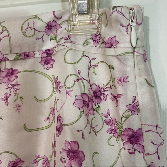 Tommy Bahama Silk Pink & White Floral Mixed Print Tiered Sample Skirt 8 - Picture 4 of 7